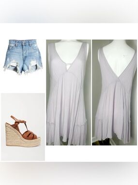 AMERICAN THREADS LILAC TOP Sleeveless V-Neck top - large